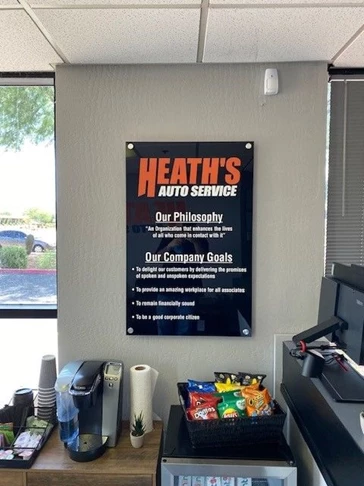 Custom Mission Statement Sign for Heaths Auto Service in Scottsdale