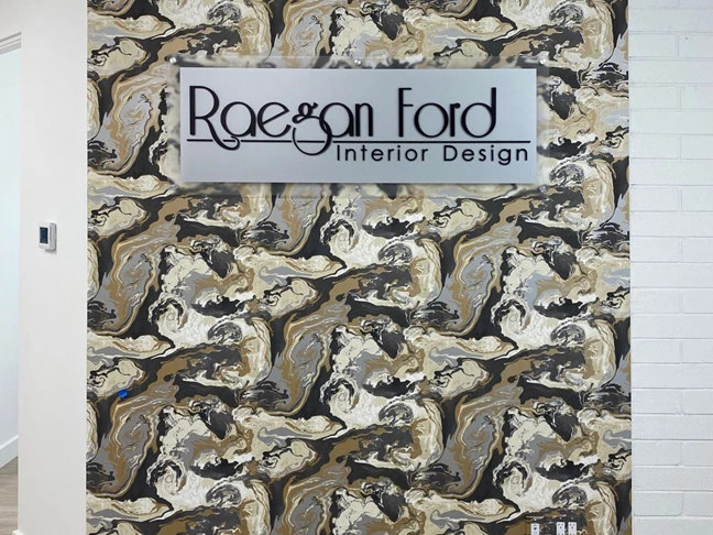Custom Reception Sign for Raegan Ford Interior Design