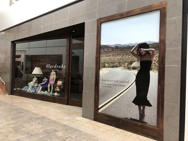 Window graphics for Wardrobe Apparrel in Scottsdale Fashion Square Mall