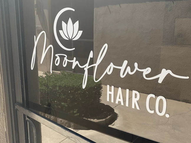 Custom Window Decal for Moonflower Hair Co.