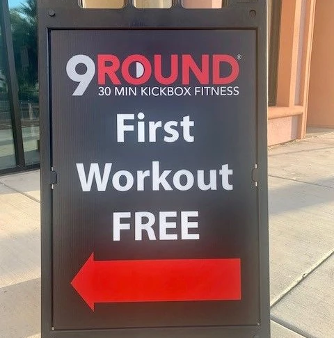 Changeable A-Frame Sign For 9 Round Kickboxing