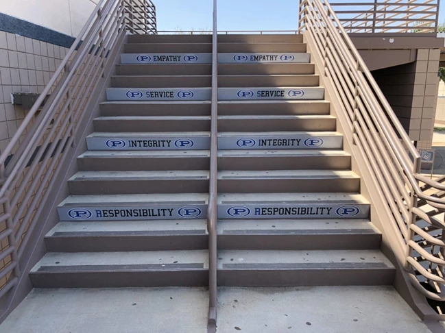 Social Distancing Stair Graphics for Pinnacle High School