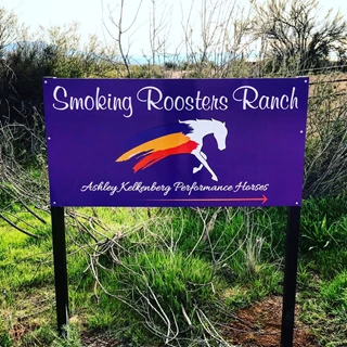 Architectural Post and panel signage Smoking Roosters