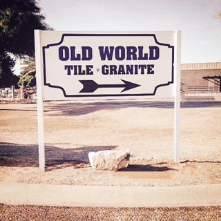 Architectural Post and panel signage Old World Tile and Granite