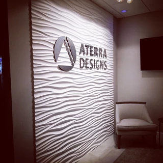 Architectural interior reception lobby signage Aterra Designs 