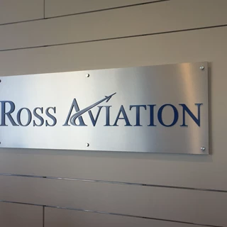 Reception Sign for Ross Aviation in Scottsdale, AZ
