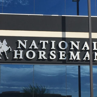 Illuminated Building Sign for National Horsemen in Scottsdale Az