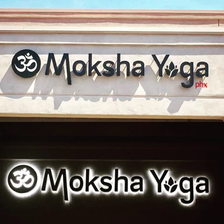 Illuminated Building Sign for Moksha Yoga in Phoenix AZ