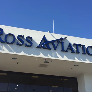 Channel Letter Building Sign for Ross Aviation in Scottsdale Arizona